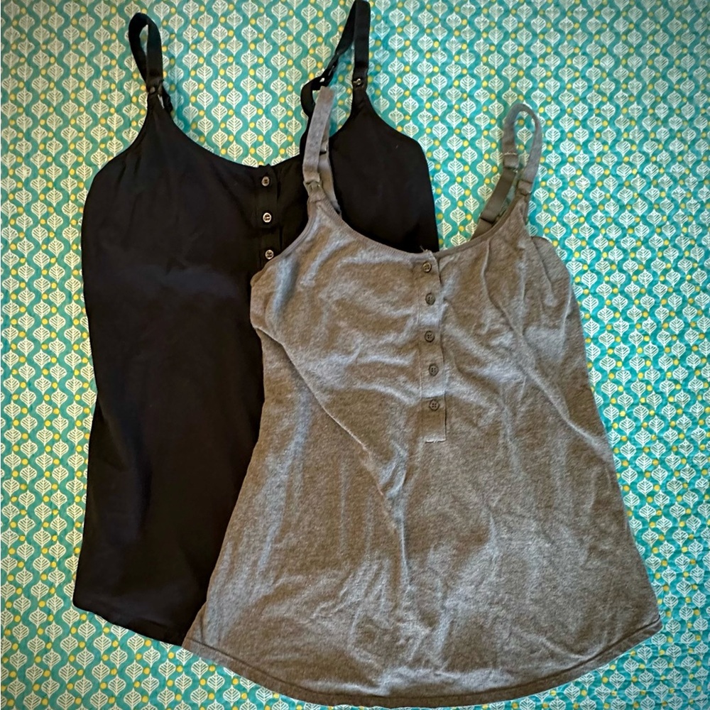 Maternity Nursing Clip-Down Black and Grey Camisoles